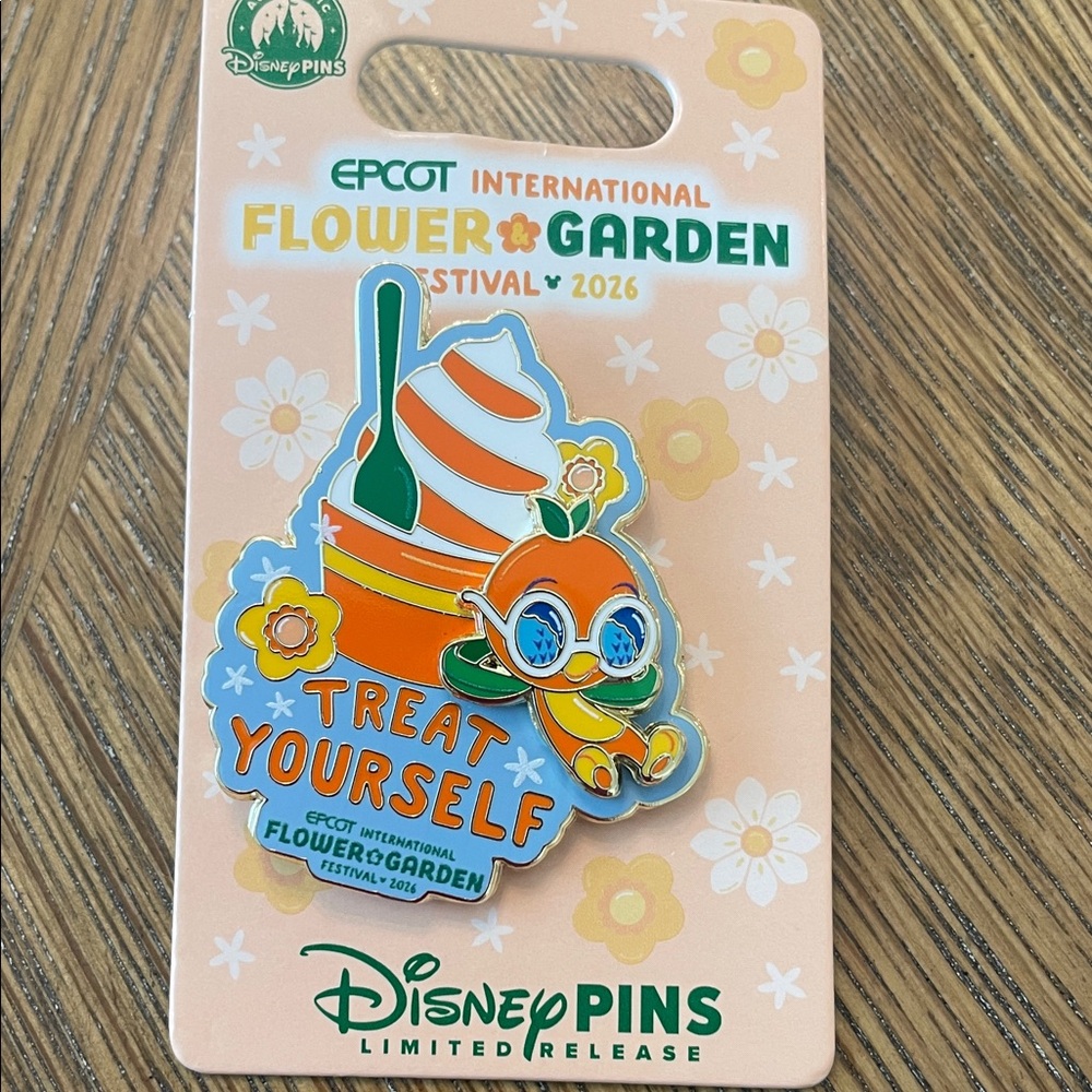 Disney Orange & Blue 'Treat Yourself' Flower & Garden Pin